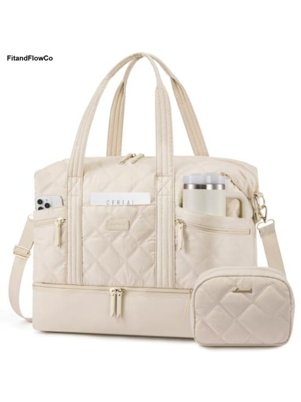 40L Travel Duffle Bag Weekender Polyester Padded Cotton TSA Approved